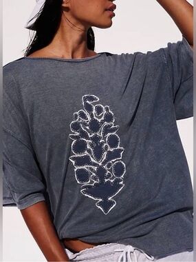 Free People Harmony Tee Blue Indigo